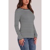 image:imageWIHOLL Long Sleeve Thermal Shirt for Women Light Fleece Tops Fall 2026 Crew Neck Casual Basic TShirtsStripe Black
