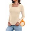 image:imageWIHOLL Long Sleeve Thermal Shirts for Women Fall TopsBeige