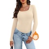 image:imageWIHOLL Long Sleeve Thermal Shirts for Women Fall TopsBeige