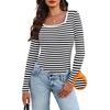 image:imageWIHOLL Long Sleeve Thermal Shirts for Women Fall TopsBlack Striped