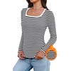 image:imageWIHOLL Long Sleeve Thermal Shirts for Women Fall TopsBlack Striped
