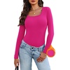 image:imageWIHOLL Long Sleeve Thermal Shirts for Women Fall TopsHot Pink