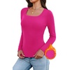 image:imageWIHOLL Long Sleeve Thermal Shirts for Women Fall TopsHot Pink