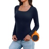 image:imageWIHOLL Long Sleeve Thermal Shirts for Women Fall TopsNavy Blue