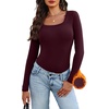 image:imageWIHOLL Long Sleeve Thermal Shirts for Women Fall TopsWine
