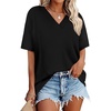 image:imageWIHOLL Oversized Tshirts for Women 2026 Summer Tops Short Sleeve V Neck Shirts Basic TeeBlack