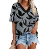 image:imageWIHOLL Oversized Tshirts for Women 2026 Summer Tops Short Sleeve V Neck Shirts Basic TeeLeaves
