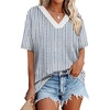 image:imageWIHOLL Oversized Tshirts for Women 2026 Summer Tops Short Sleeve V Neck Shirts Basic TeeStripes