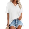 image:imageWIHOLL Oversized Tshirts for Women 2026 Summer Tops Short Sleeve V Neck Shirts Basic TeeWhite