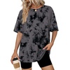 image:imageWIHOLL Oversized Tshirts for Women Summer Tops Short Sleeve T Shirts Beach Vacation Clothes Travel Outfits Fashion 2026Charcoal Tie Dye