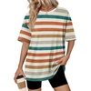image:imageWIHOLL Oversized Tshirts for Women Summer Tops Short Sleeve T Shirts Beach Vacation Clothes Travel Outfits Fashion 2026Colorful Stripes