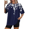 image:imageWIHOLL Oversized Tshirts for Women Summer Tops Short Sleeve T Shirts Beach Vacation Clothes Travel Outfits Fashion 2026Floral Navy