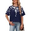 image:imageWIHOLL Oversized Tshirts for Women Summer Tops Short Sleeve T Shirts Beach Vacation Clothes Travel Outfits Fashion 2026Floral Navy