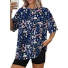 image:imageWIHOLL Oversized Tshirts for Women Summer Tops Short Sleeve T Shirts Beach Vacation Clothes Travel Outfits Fashion 2026Flowers and Leaves