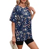 image:imageWIHOLL Oversized Tshirts for Women Summer Tops Short Sleeve T Shirts Beach Vacation Clothes Travel Outfits Fashion 2026Flowers and Leaves