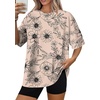 image:imageWIHOLL Oversized Tshirts for Women Summer Tops Short Sleeve T Shirts Beach Vacation Clothes Travel Outfits Fashion 2026Ink Painting Flowers