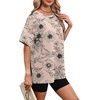 image:imageWIHOLL Oversized Tshirts for Women Summer Tops Short Sleeve T Shirts Beach Vacation Clothes Travel Outfits Fashion 2026Ink Painting Flowers