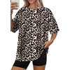 image:imageWIHOLL Oversized Tshirts for Women Summer Tops Short Sleeve T Shirts Beach Vacation Clothes Travel Outfits Fashion 2026Leopard