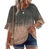 image:imageWIHOLL Plus Size Tops for Women 34 Length Sleeve Blouses Dressy Casual Tshirts Shirts Fahion Summer OutfitsFloral 07