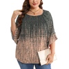 image:imageWIHOLL Plus Size Tops for Women 34 Length Sleeve Blouses Dressy Casual Tshirts Shirts Fahion Summer OutfitsFloral 07