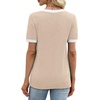image:imageWIHOLL Short Sleeve Sweater for Women V Neck Spring Summer Tops 2026 Work Business Casual Outfits Trendy Clothes2color Block Apricot