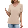 image:imageWIHOLL Short Sleeve Sweater for Women V Neck Spring Summer Tops 2026 Work Business Casual Outfits Trendy ClothesApricot