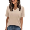 image:imageWIHOLL Short Sleeve Sweater for Women V Neck Spring Summer Tops 2026 Work Business Casual Outfits Trendy ClothesApricot