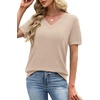 image:imageWIHOLL Short Sleeve Sweater for Women V Neck Spring Summer Tops 2026 Work Business Casual Outfits Trendy ClothesApricot