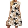 image:imageWIHOLL Summer Dresses for Women 2026 Cap Sleeve Casual Sundresses Floral Tiered Swing Fashion Beach Vacation Dress04  Khaki Palm Print