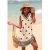 image:imageWIHOLL Summer Dresses for Women Beach Vacation Clothes Sundress Dress Hawaiian Boho Dresses Fashion Travel Cruise OutfitsBeige Ethnic