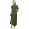 image:imageWIHOLL Summer Dresses for Women Short Sleeve Maxi Dresses V Neck Sundress with Side Slit Pockets Casual Beach DressAmy Green