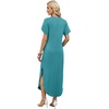 image:imageWIHOLL Summer Dresses for Women Short Sleeve Maxi Dresses V Neck Sundress with Side Slit Pockets Casual Beach DressBlue