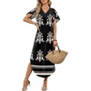 image:imageWIHOLL Summer Dresses for Women Short Sleeve Maxi Dresses V Neck Sundress with Side Slit Pockets Casual Beach DressFloral Boho