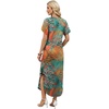 image:imageWIHOLL Summer Dresses for Women Short Sleeve Maxi Dresses V Neck Sundress with Side Slit Pockets Casual Beach DressFloral Coconut Leaves