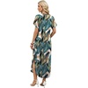 image:imageWIHOLL Summer Dresses for Women Short Sleeve Maxi Dresses V Neck Sundress with Side Slit Pockets Casual Beach DressFloral Palm Leaf