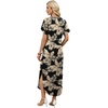 image:imageWIHOLL Summer Dresses for Women Short Sleeve Maxi Dresses V Neck Sundress with Side Slit Pockets Casual Beach DressFloral Tropical Leaves
