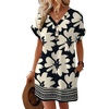 image:imageWIHOLL Summer Dresses for Women with Sleeves Midi Dress Button Down Beach Vacation Casual Dresses Fashion Clothing0black White Floral