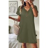 image:imageWIHOLL Summer Dresses for Women with Sleeves Midi Dress Button Down Beach Vacation Casual Dresses Fashion Clothing1army Green