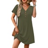 image:imageWIHOLL Summer Dresses for Women with Sleeves Midi Dress Button Down Beach Vacation Casual Dresses Fashion Clothing1army Green