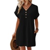 image:imageWIHOLL Summer Dresses for Women with Sleeves Midi Dress Button Down Beach Vacation Casual Dresses Fashion Clothing1black