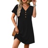 image:imageWIHOLL Summer Dresses for Women with Sleeves Midi Dress Button Down Beach Vacation Casual Dresses Fashion Clothing1black