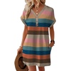 image:imageWIHOLL Summer Dresses for Women with Sleeves Midi Dress Button Down Beach Vacation Casual Dresses Fashion Clothing1colorful Stripe