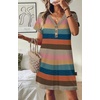 image:imageWIHOLL Summer Dresses for Women with Sleeves Midi Dress Button Down Beach Vacation Casual Dresses Fashion Clothing1colorful Stripe