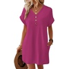 image:imageWIHOLL Summer Dresses for Women with Sleeves Midi Dress Button Down Beach Vacation Casual Dresses Fashion ClothingHot Pink
