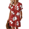 image:imageWIHOLL Summer Dresses for Women with Sleeves Midi Dress Button Down Beach Vacation Casual Dresses Fashion ClothingRed Floral