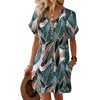 image:imageWIHOLL Summer Dresses for Women with Sleeves Midi Dress Button Down Beach Vacation Casual Dresses Fashion ClothingTropical Leaves