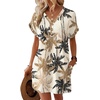image:imageWIHOLL Summer Dresses for Women with Sleeves Midi Dress Button Down Beach Vacation Casual Dresses Fashion ClothingTropical Palms