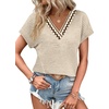 image:imageWIHOLL Summer Tops for Women 2026 Dressy Casual Short Sleeve Shirts Business Casual T Shirts Beach Vacation ClothesBeige Waves