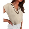 image:imageWIHOLL Summer Tops for Women 2026 Dressy Casual Short Sleeve Shirts Business Casual T Shirts Beach Vacation ClothesBeige Waves