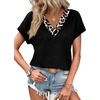 image:imageWIHOLL Summer Tops for Women 2026 Dressy Casual Short Sleeve Shirts Business Casual T Shirts Beach Vacation ClothesBlack Leopard